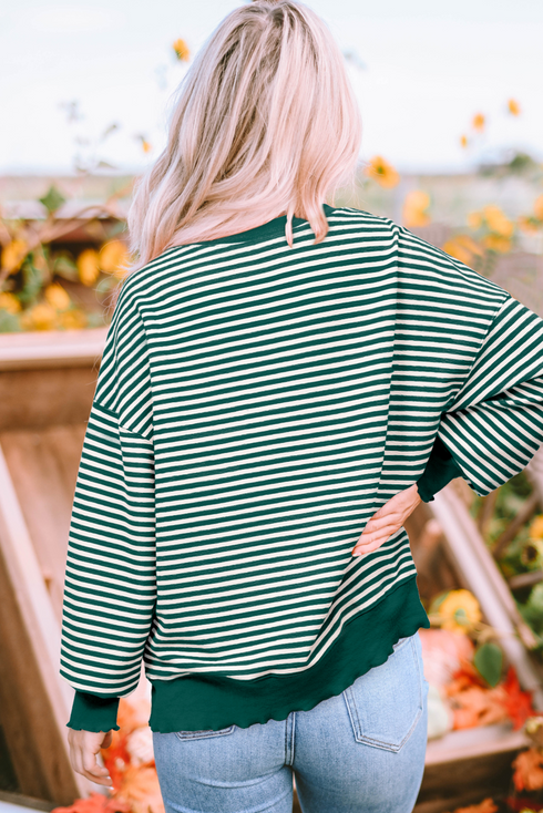 Stripe Chenille Patch Lucky Graphic Long Sleeve Tee