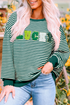 Stripe Chenille Patch Lucky Graphic Long Sleeve Tee