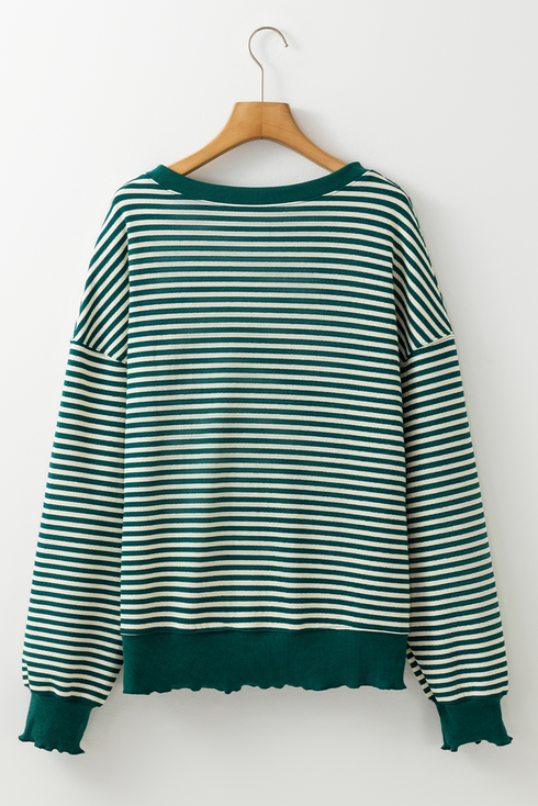 Stripe Chenille Patch Lucky Graphic Long Sleeve Tee
