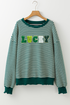 Stripe Chenille Patch Lucky Graphic Long Sleeve Tee