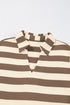Stripe Collared V Neck Long Sleeve Loose Casual Dress