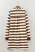Stripe Collared V Neck Long Sleeve Loose Casual Dress