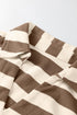 Stripe Collared V Neck Long Sleeve Loose Casual Dress