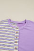 Stripe Color Block Patchwork Drop Shoulder Long Sleeve Top