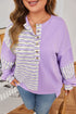 Stripe Color Block Patchwork Drop Shoulder Long Sleeve Top