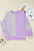 Stripe Color Block Patchwork Drop Shoulder Long Sleeve Top