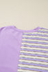 Stripe Color Block Patchwork Drop Shoulder Long Sleeve Top