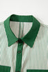 Stripe Color Block Patchwork Shirt Collar Button Down Puff Sleeve Mini Dress