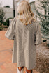 Stripe Color Block Patchwork Shirt Collar Button Down Puff Sleeve Mini Dress