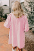 Stripe Color Block Patchwork Shirt Collar Button Down Puff Sleeve Mini Dress