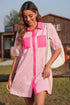 Stripe Color Block Patchwork Shirt Collar Button Down Puff Sleeve Mini Dress