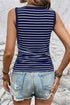 Stripe Contrast Round Neck Sleeveless Slim Top