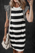 Stripe Contrast Ruffled Sleeve T-shirt Dress