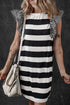 Stripe Contrast Ruffled Sleeve T-shirt Dress