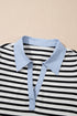 Stripe Contrast Trim Collared Puff Sleeve T Shirt Dress