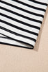 Stripe Contrast Trim Collared Puff Sleeve T Shirt Dress