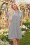 Stripe Contrast Trim Collared Puff Sleeve T Shirt Dress
