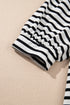 Stripe Contrast Trim Collared Puff Sleeve T Shirt Dress