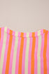 Stripe Crinkled Half Button V Neck Western Blouse