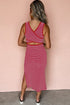 Stripe Criss Cross Side Slits Slim Fit Sleeveless Midi Dress