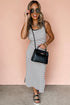 Stripe Criss Cross Side Slits Slim Fit Sleeveless Midi Dress