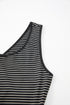 Stripe Criss Cross Side Slits Slim Fit Sleeveless Midi Dress