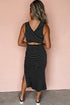 Stripe Criss Cross Side Slits Slim Fit Sleeveless Midi Dress