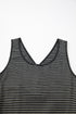Stripe Criss Cross Side Slits Slim Fit Sleeveless Midi Dress
