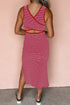 Stripe Criss Cross Side Slits Slim Fit Sleeveless Midi Dress
