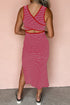 Stripe Criss Cross Side Slits Slim Fit Sleeveless Midi Dress