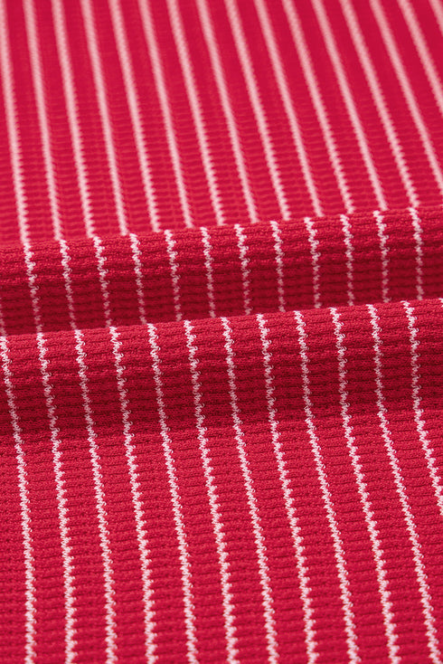 Stripe Criss Cross Side Slits Slim Fit Sleeveless Midi Dress