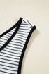 Stripe Criss Cross Side Slits Slim Fit Sleeveless Midi Dress