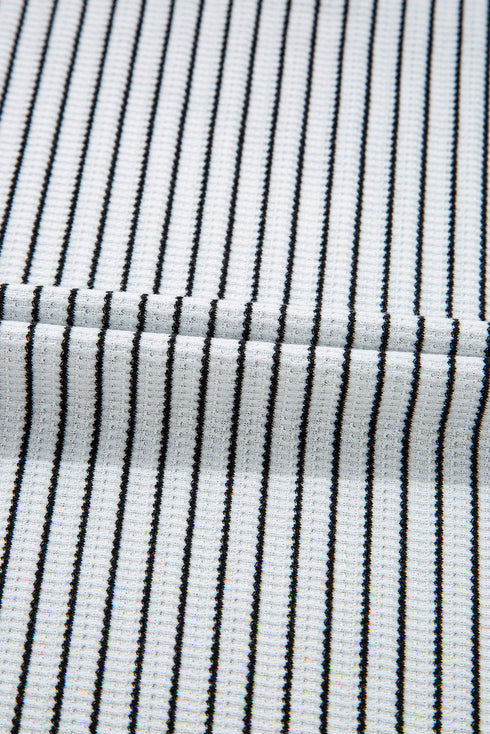 Stripe Criss Cross Side Slits Slim Fit Sleeveless Midi Dress