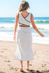 Stripe Criss Cross Side Slits Slim Fit Sleeveless Midi Dress
