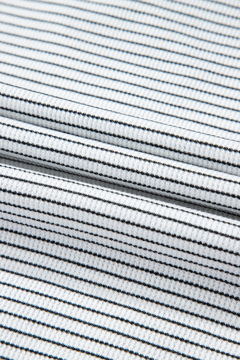 Stripe Criss Cross Side Slits Slim Fit Sleeveless Midi Dress