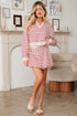 Stripe Cropped Collared Pullover Bubble Skirt Two Piece Dress