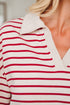 Stripe Cropped Collared Pullover Bubble Skirt Two Piece Dress