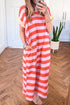 Stripe Cuffed Short Sleeve Pocketed Casual T Shirt Long T Shirt Dress
