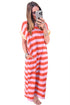 Stripe Cuffed Short Sleeve Pocketed Casual T Shirt Long T Shirt Dress