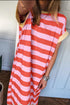 Stripe Cuffed Short Sleeve Pocketed Casual T Shirt Long T Shirt Dress