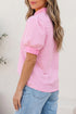 Stripe Detail Split Neck Short Sleeve Blouse