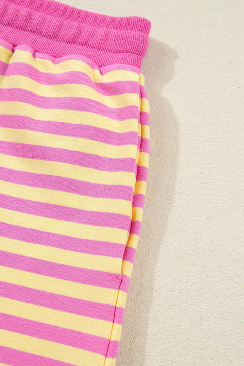 Stripe Drop Shoulder Boxy Terry Casual Short Set