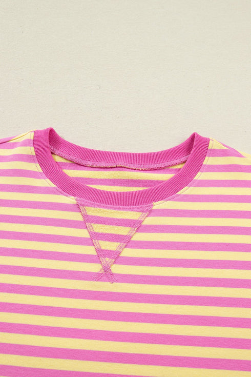 Stripe Drop Shoulder Boxy Terry Casual Short Set