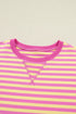 Stripe Drop Shoulder Boxy Terry Casual Short Set