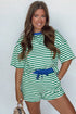 Stripe Drop Shoulder Boxy Terry Casual Short Set