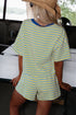 Stripe Drop Shoulder Boxy Terry Casual Short Set