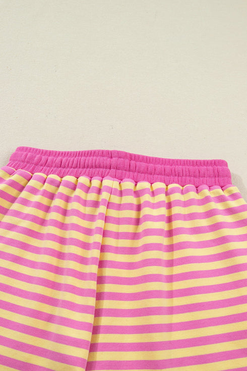 Stripe Drop Shoulder Boxy Terry Casual Short Set