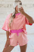 Stripe Drop Shoulder Boxy Terry Casual Short Set