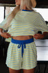 Stripe Drop Shoulder Boxy Terry Casual Short Set