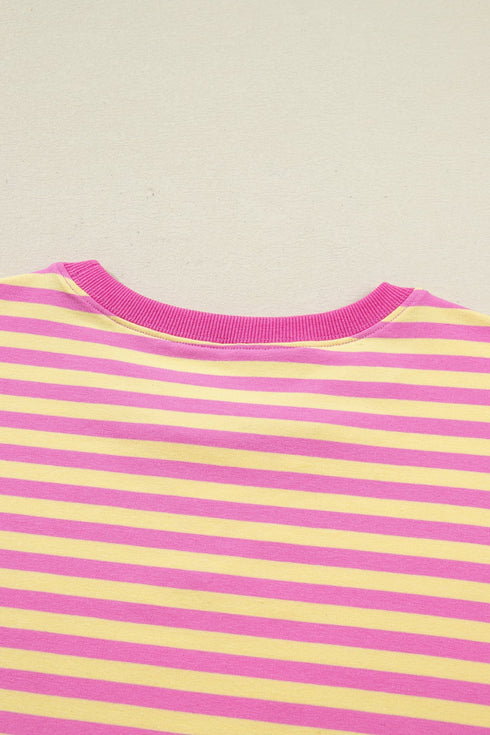 Stripe Drop Shoulder Boxy Terry Casual Short Set